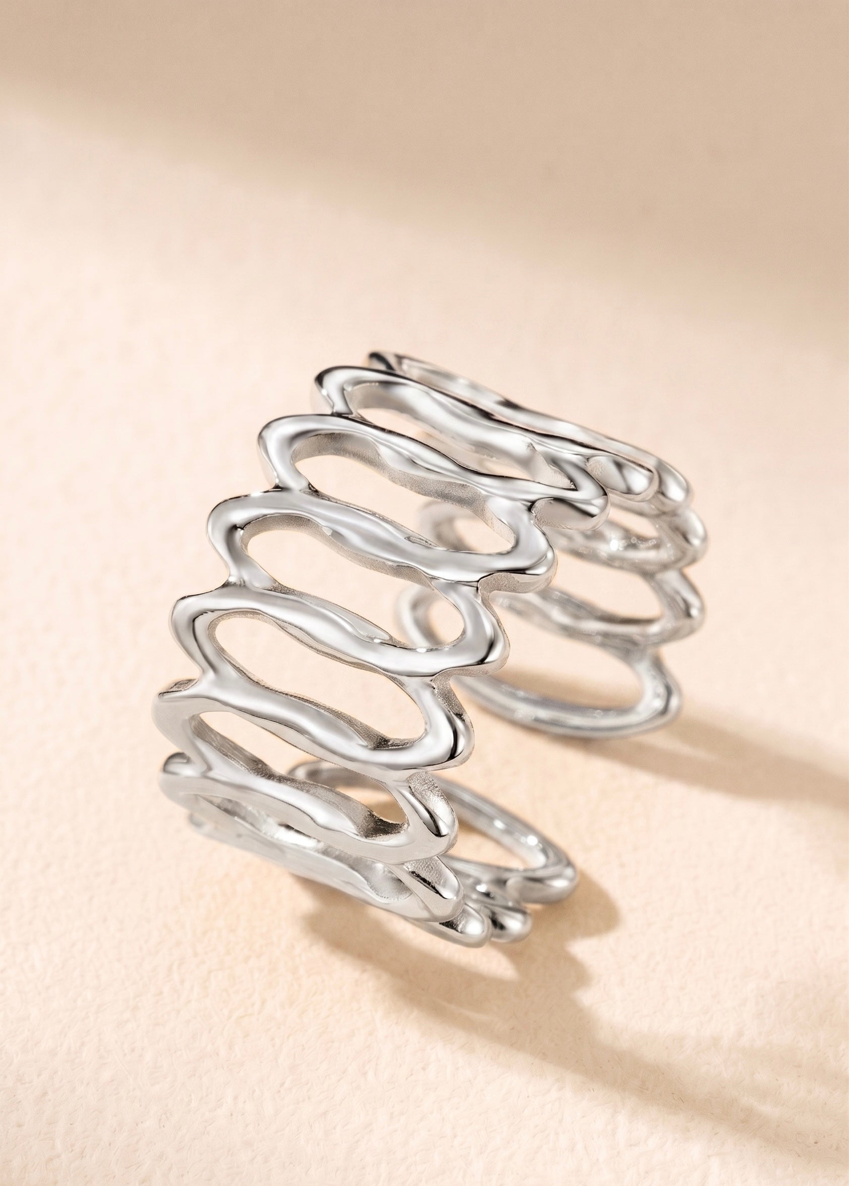 Bague mailles texturées en acier inoxydable 424AQ140