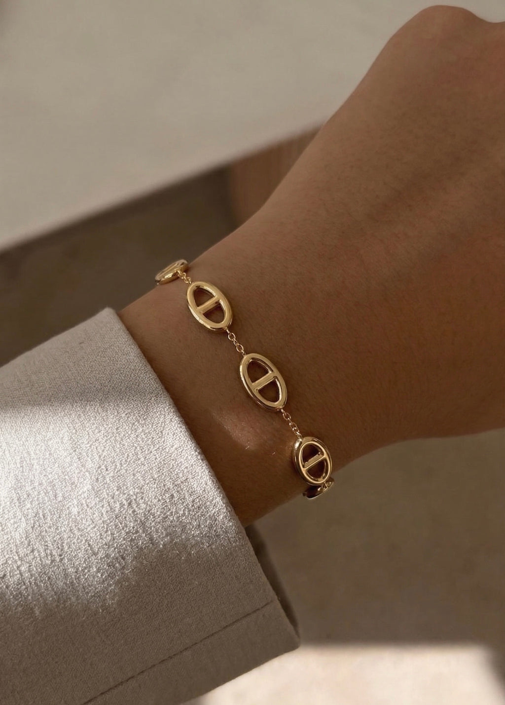 Bracelet à maillons ovales en acier inoxydable