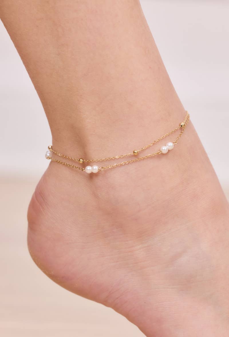 Chaîne de pied double perles